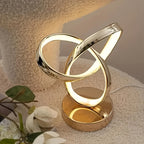 Lampe à poser dorée LED à anneaux entrelacés, trèfle lumineux USB