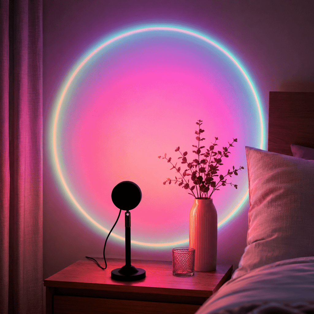 Lampe projecteur coucher de soleil orientable à 180°, 16 couleurs