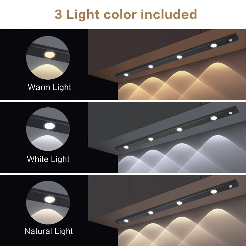 Lot de 2 réglettes LED à spots, argentées ou noires, 20 à 40 cm