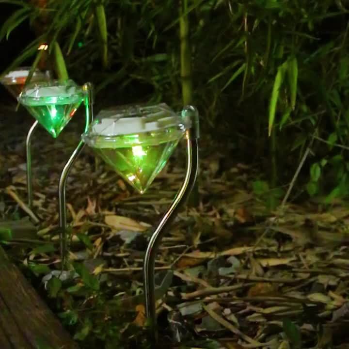Lampe solaire diamant sur tige courbée, lot de 4 pour allée