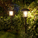 Lanterne solaire de jardin en métal et verre, H 59,5 cm, filament