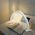 Lampe de bureau LED demi-lune blanche, arche de 42 cm à 3 teintes