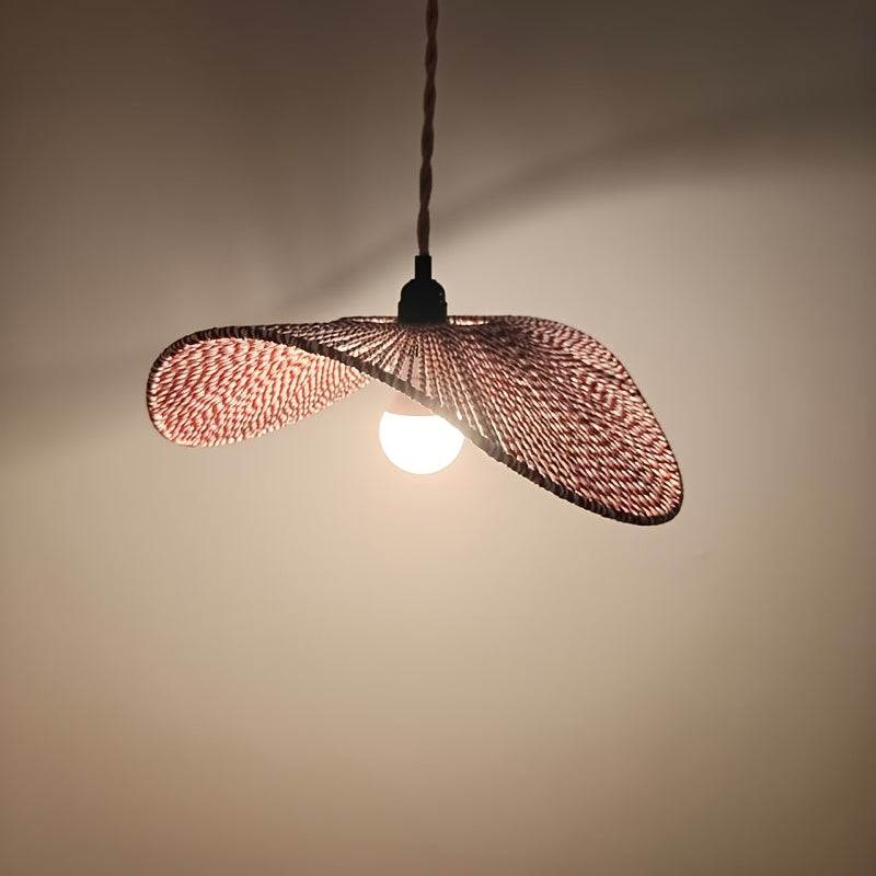 Abat-jour chapeau ondulé en cordelette rouge et blanche, Ø 40 cm