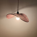 Abat-jour chapeau ondulé en cordelette rouge et blanche, Ø 40 cm