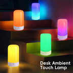 Lampe de chevet tactile RVB cylindrique, lumière d'ambiance USB