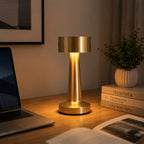 Lampe de bureau sans fil compacte en métal, tête Ø 9 cm tactile