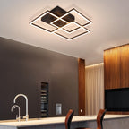 Plafonnier LED trois carrés superposés 40 cm, veilleuse et minuterie