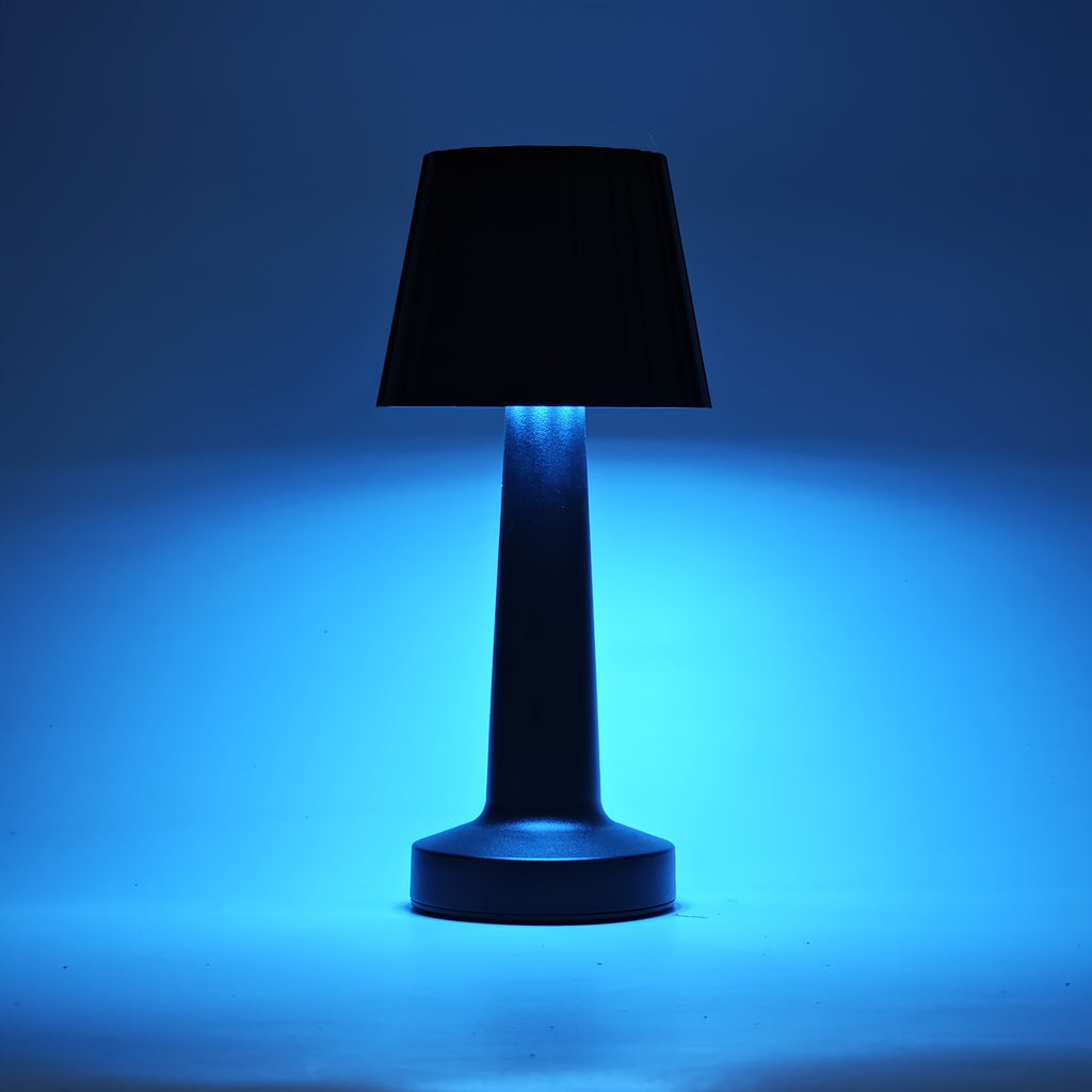 Lampe de table sans fil RVB noire à abat-jour plissé, tactile