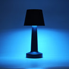Lampe de table sans fil RVB noire à abat-jour plissé, tactile