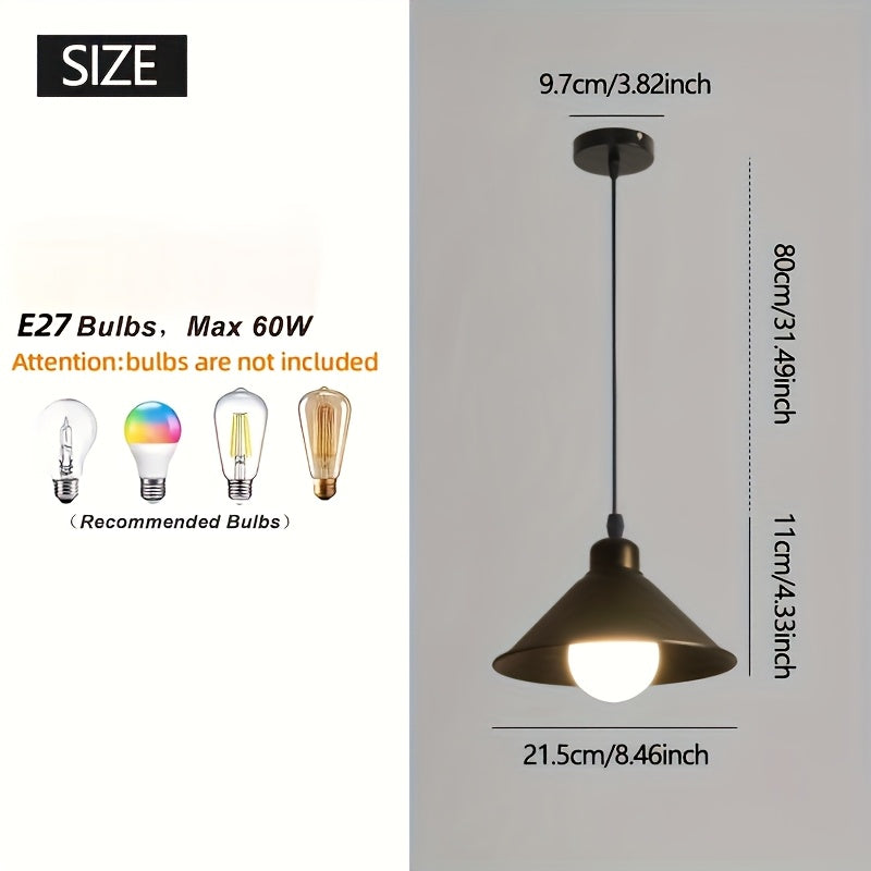 Lot de 2 suspensions cône en métal noir mat, Ø 21,5 cm, E27