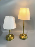 Lampe de chevet sans fil, abat-jour tissu blanc, pied doré, 2 tailles