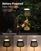 Lampe de table sans fil à abat-jour plissé vert ou crème, 40 cm