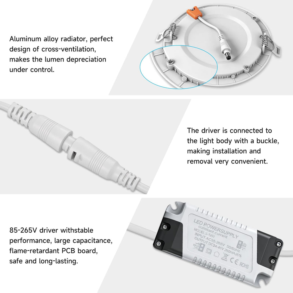 Spot LED encastrable Ø 14,7 cm, 9 W blanc neutre 4500 K, lot de 12