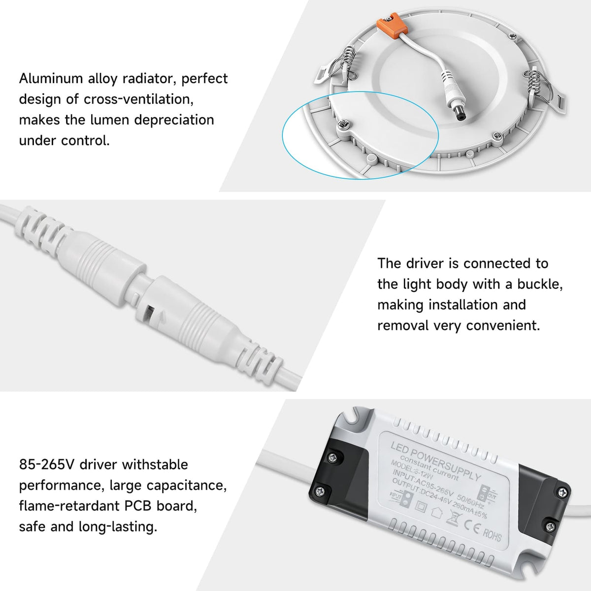 Spot LED encastrable Ø 14,7 cm, 9 W blanc neutre 4500 K, lot de 12