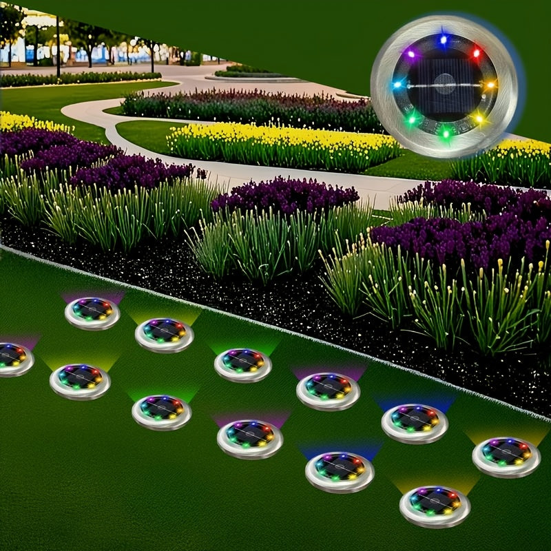 Spots solaires colorés pour un jardin festif