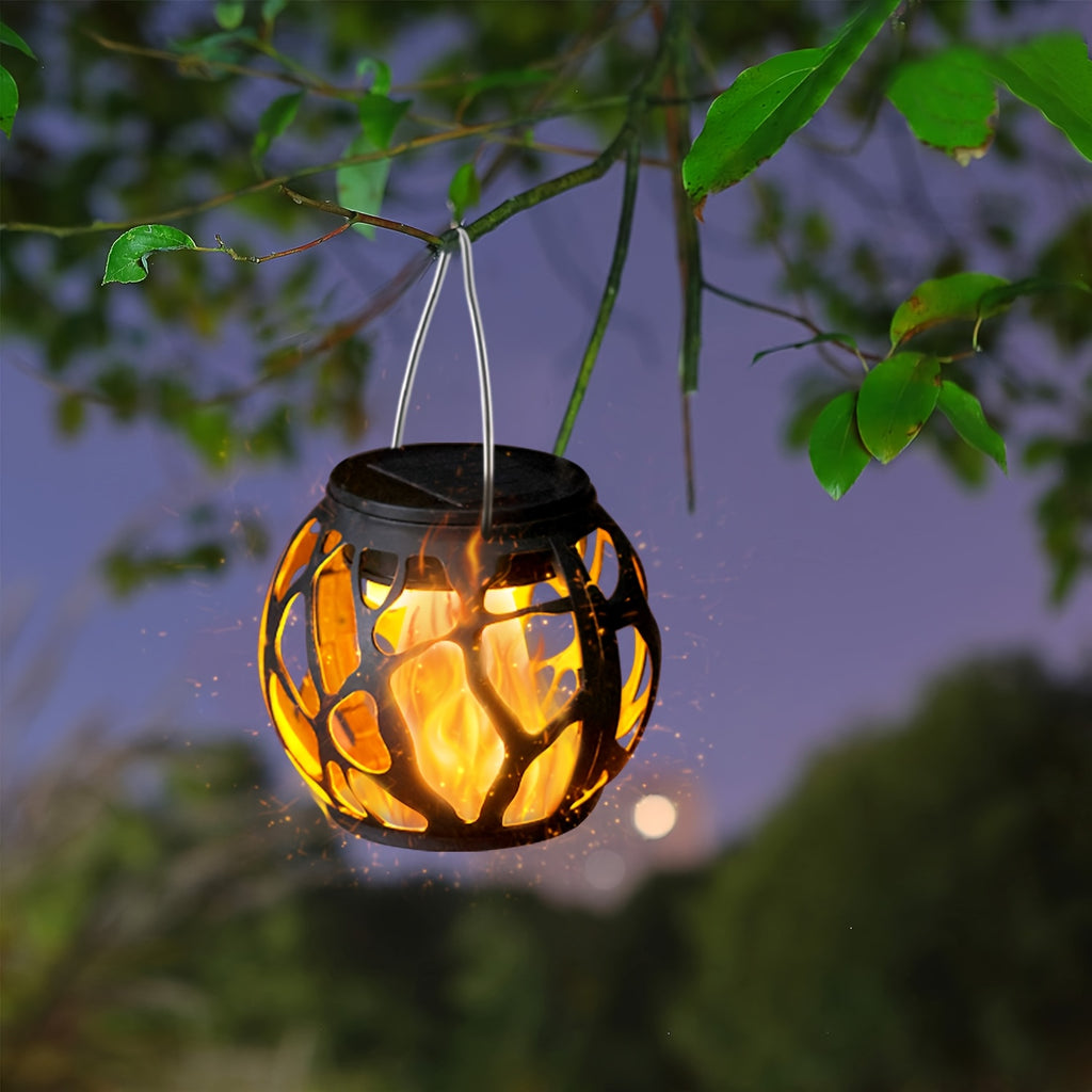 Lot de 6 petites lanternes solaires boules noires à effet flamme
