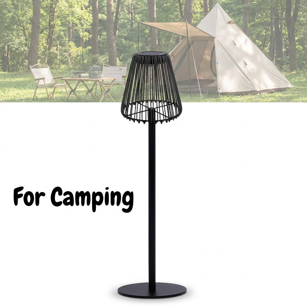 Lampadaire solaire 128,5 cm à abat-jour cage en fer, gris anthracite