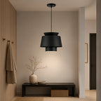 Suspension blanche à trois étages en métal, Ø 23 cm, câble noir