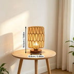 Lampe de chevet en corde tressée en zigzag, socle brun et variateur