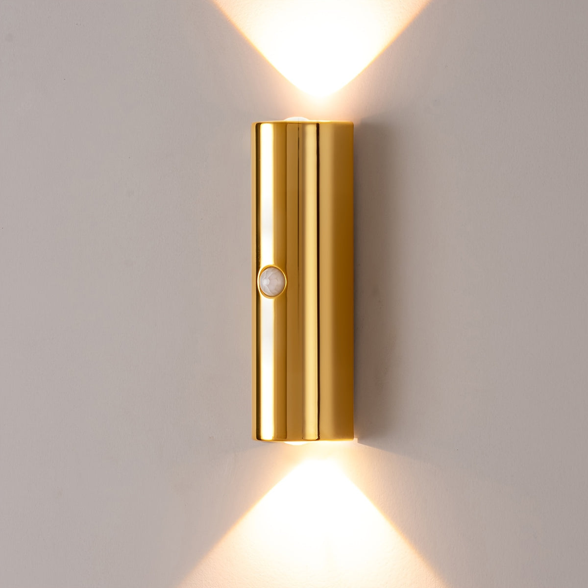Applique murale LED dorée à détecteur, faisceau haut et bas