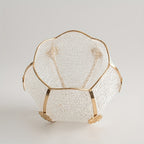 Abat-jour tulipe à armature dorée et marguerites, Ø 16,3 cm