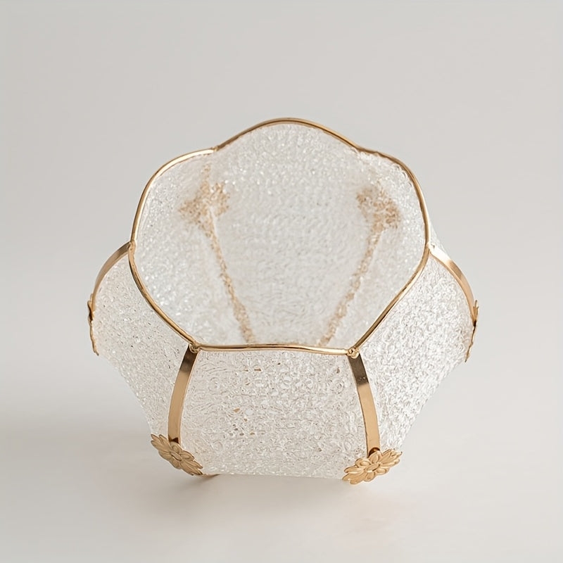 Abat-jour tulipe à armature dorée et marguerites, Ø 16,3 cm