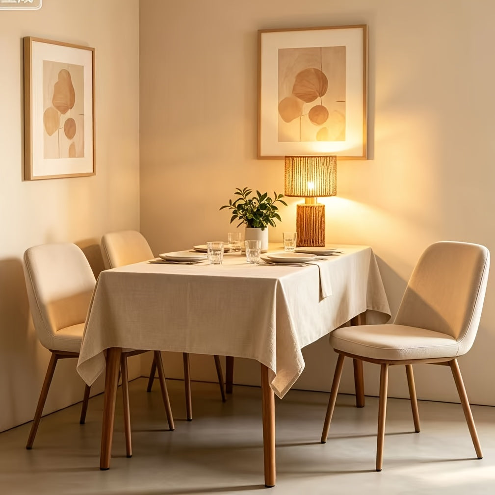 Lampe de chevet en corde tressée naturelle, abat-jour tambour 18 cm