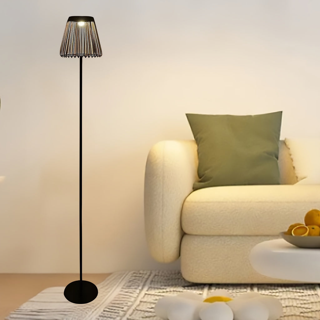 Lampadaire solaire 128,5 cm à abat-jour cage en fer, gris anthracite