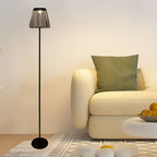 Lampadaire solaire 128,5 cm à abat-jour cage en fer, gris anthracite