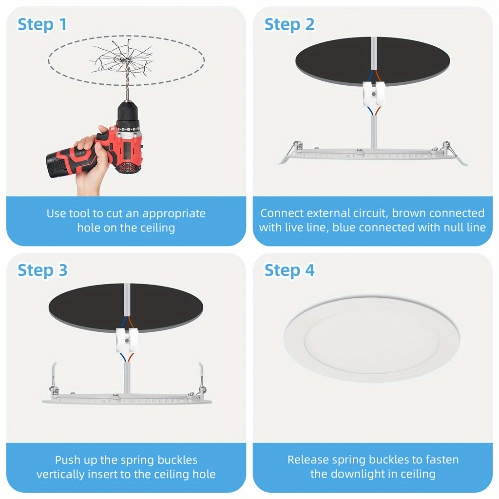 Lot de 20 spots LED ronds encastrés, 3W à 24W, de Ø 8,2 à 29,5 cm