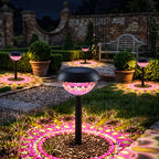 Lot de 4 lampes solaires convertibles à projection mandala rose