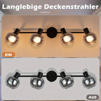 Plafonnier spots orientables 2, 3 ou 4 globes en verre fumé, E14