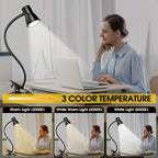 Lampe à pince noire à col de cygne de 40 cm, couture et lecture