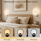 Applique murale anneau LED sans fil, télécommande et minuterie