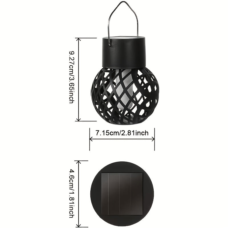 Lanterne solaire boule à effet flamme 12 LED, IP44, lot de 4