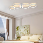 Plafonnier LED 100 cm à quatre anneaux, blanc à variateur ou noir