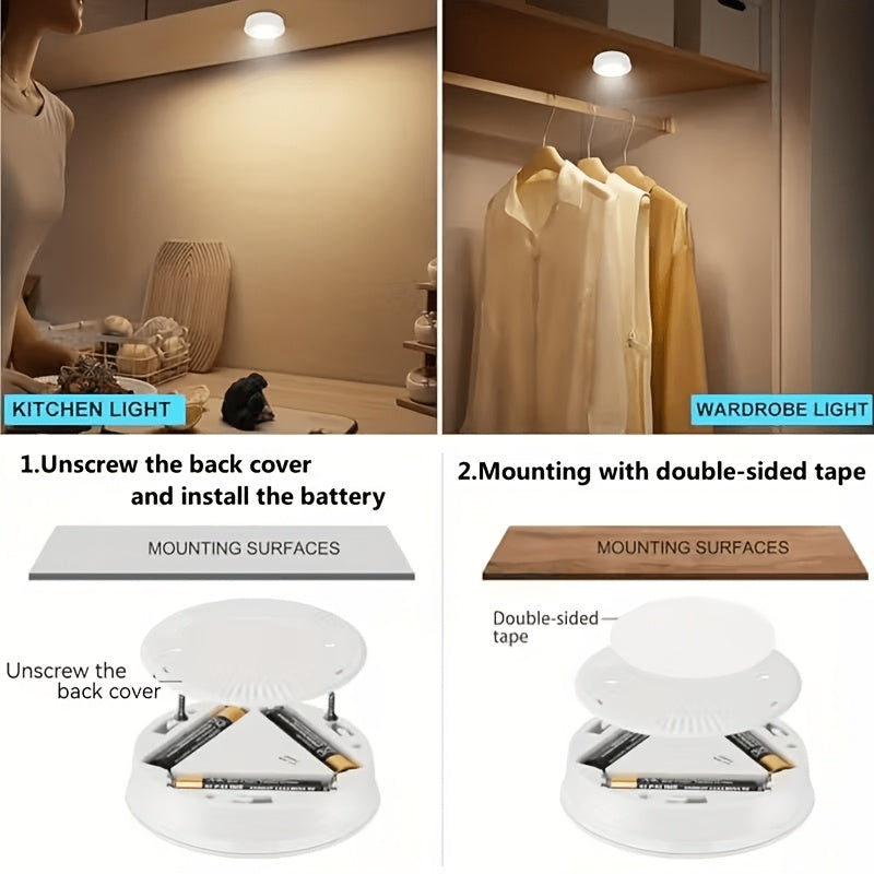 Lot de 6 spots LED sans fil à piles avec télécommande et minuterie
