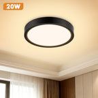 Lot de 2 plafonniers LED ronds noirs extra-plats, Ø 18 cm, 20 W