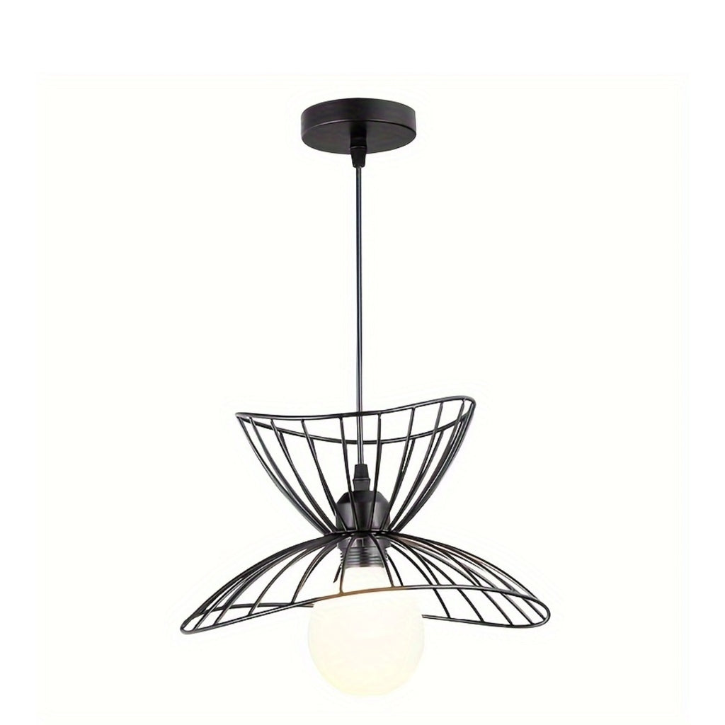 Suspension cage en fil de métal noir en forme de nœud, Ø 40 cm
