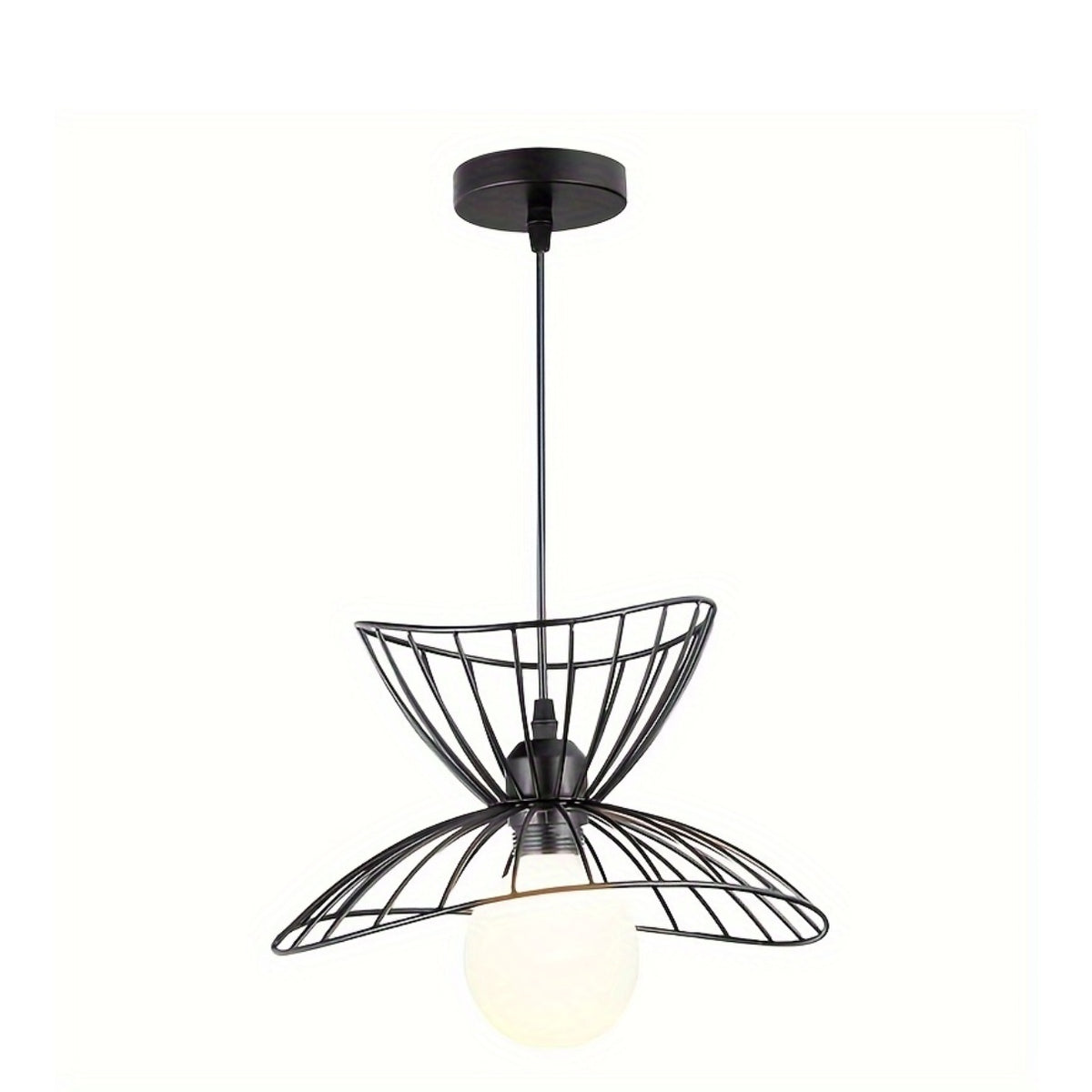 Suspension cage en fil de métal noir en forme de nœud, Ø 40 cm