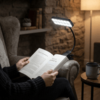 Lampe de lecture à pince noire rechargeable, utilisable branchée