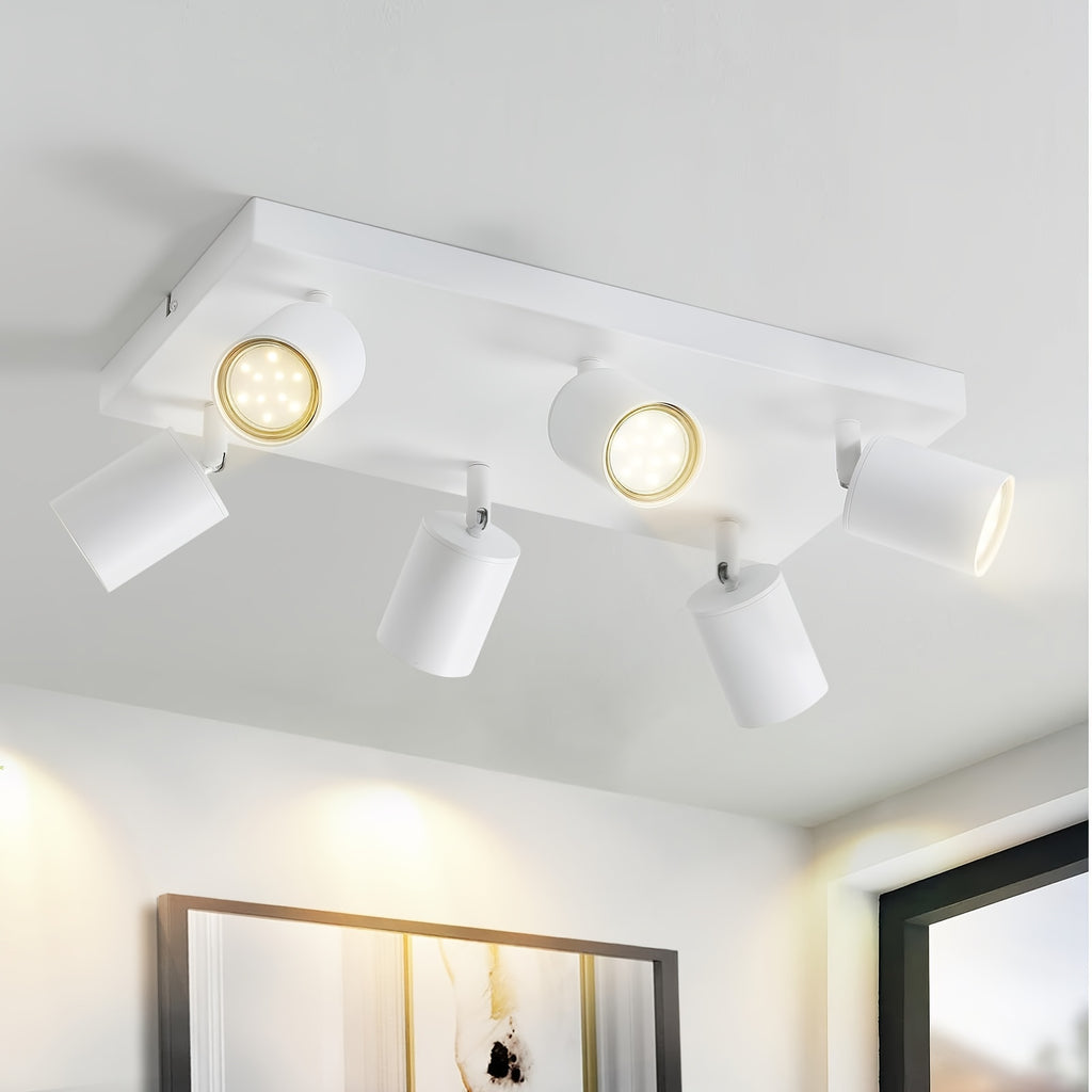 Plafonnier à spots GU10 orientables sur platine, noir ou blanc