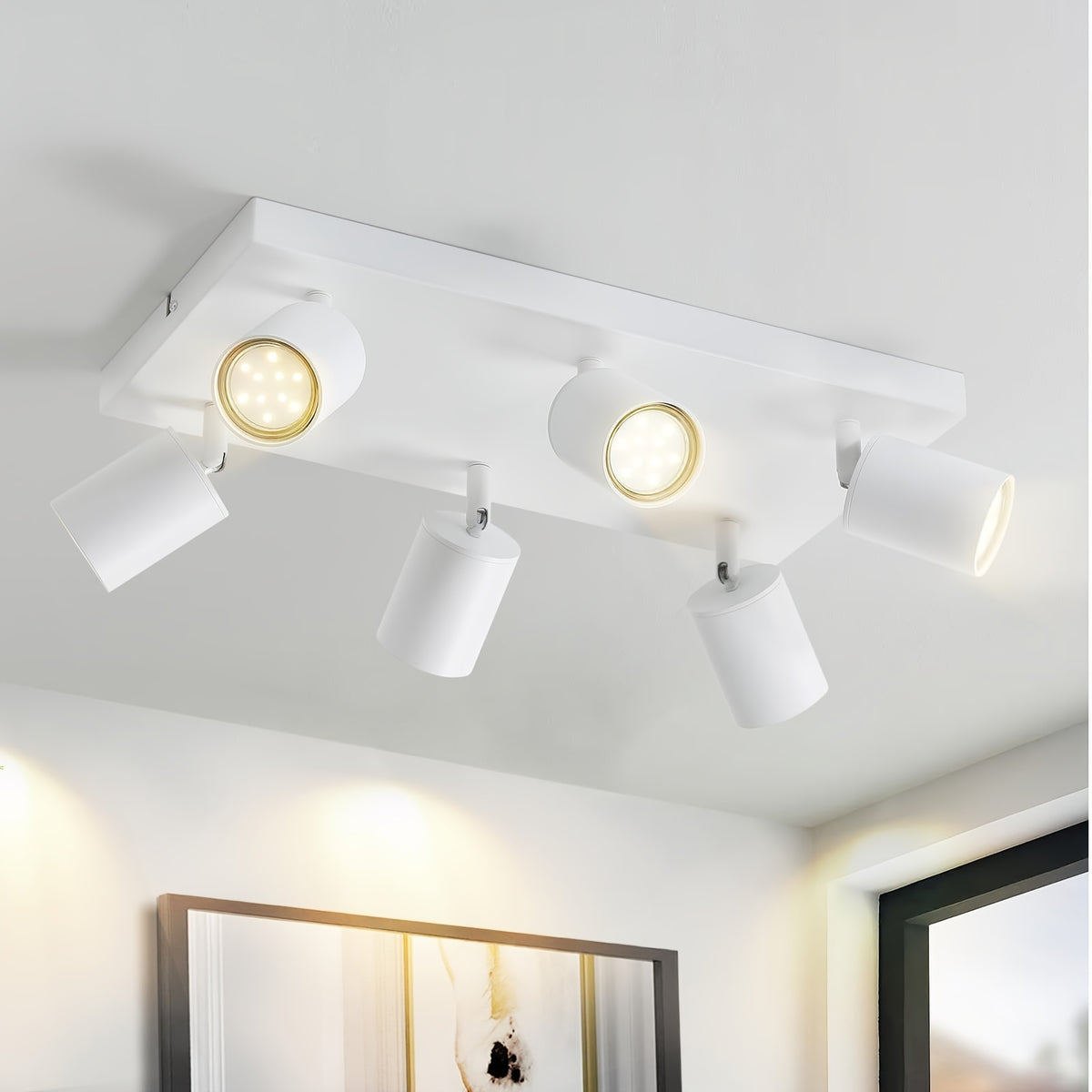 Plafonnier à spots GU10 orientables sur platine, noir ou blanc