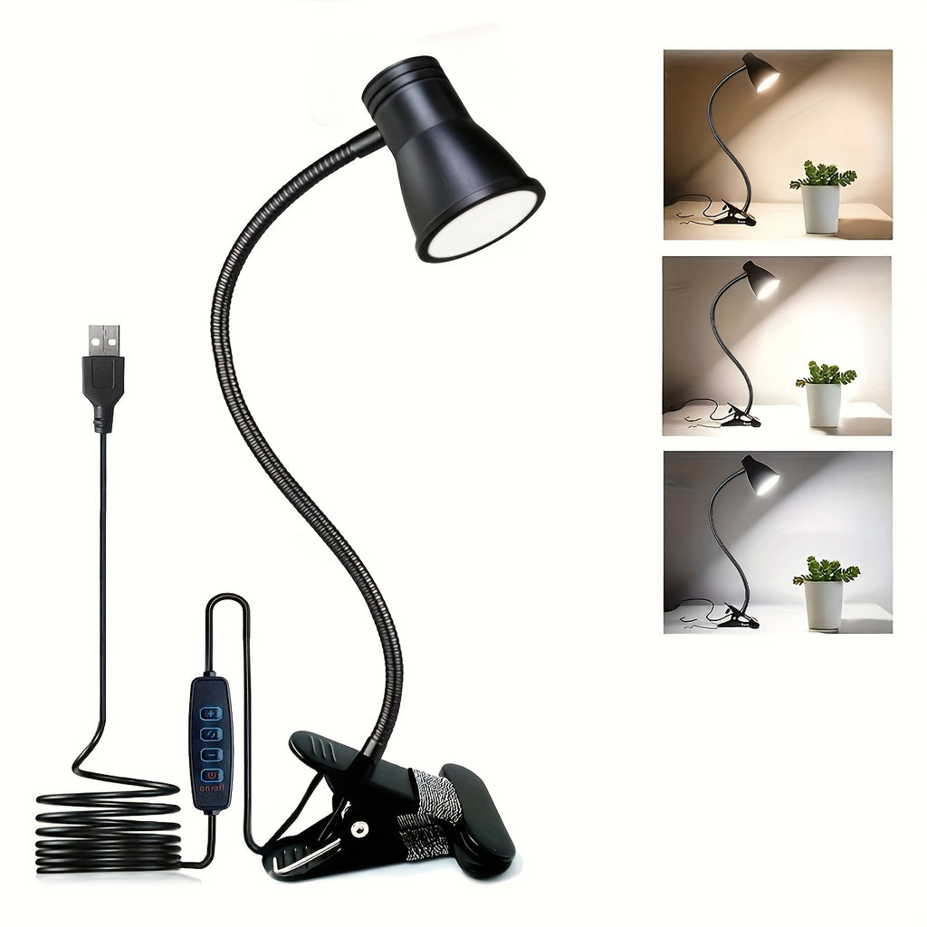 Lampe à pince noire à col de cygne de 40 cm, couture et lecture
