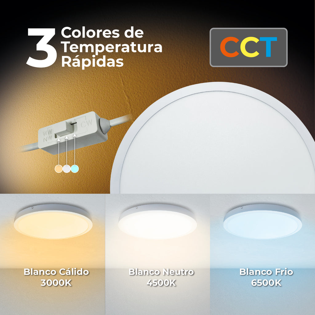 Plafonnier LED rond extra-plat Ø 60 cm 48W, trois teintes réglables