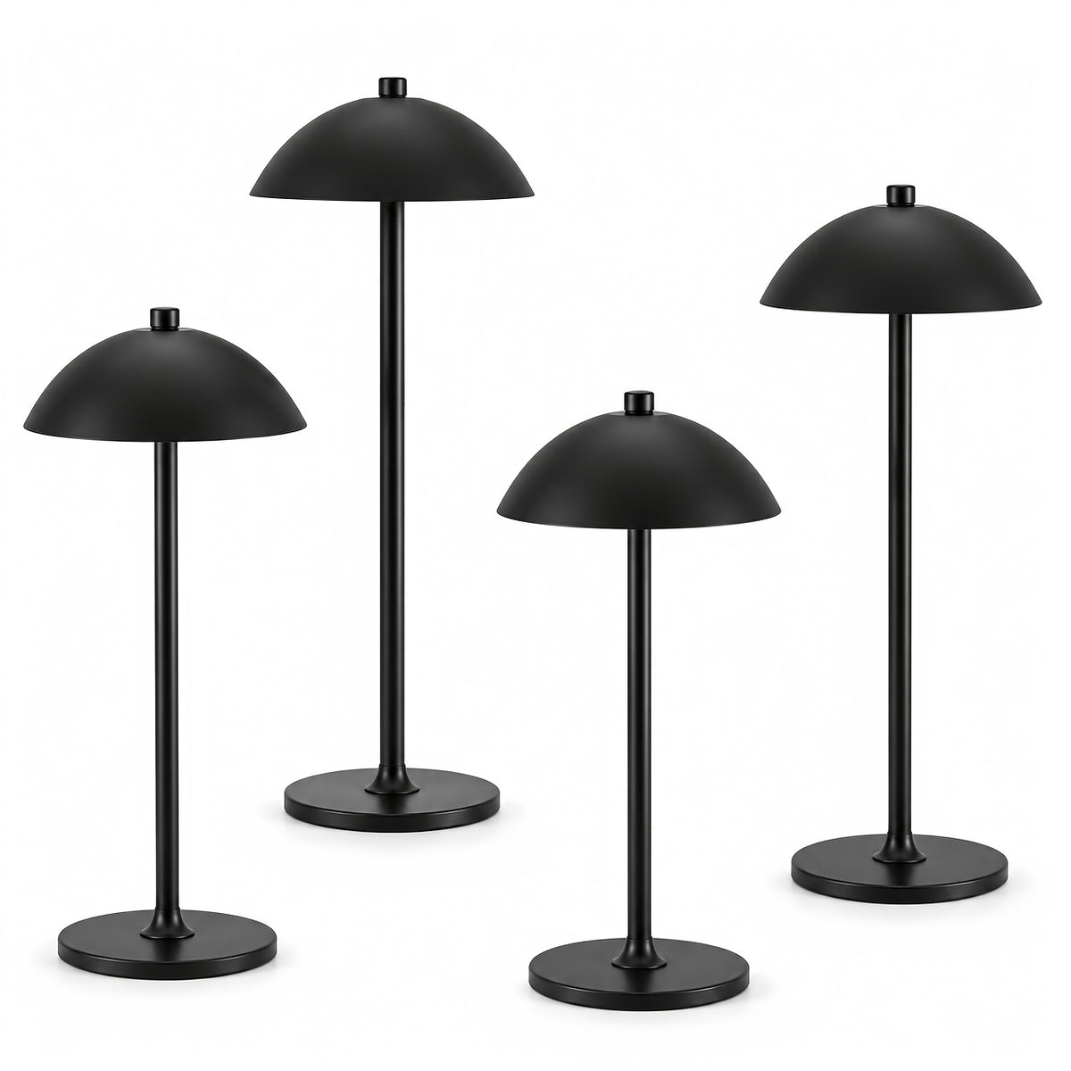 Quatre lampes champignon noires en métal mat