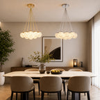Lustre grappe de globes acryliques LED, doré ou blanc, trois teintes