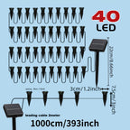 Guirlande solaire de 40 mini piquets lumineux pour bordure, 10 m