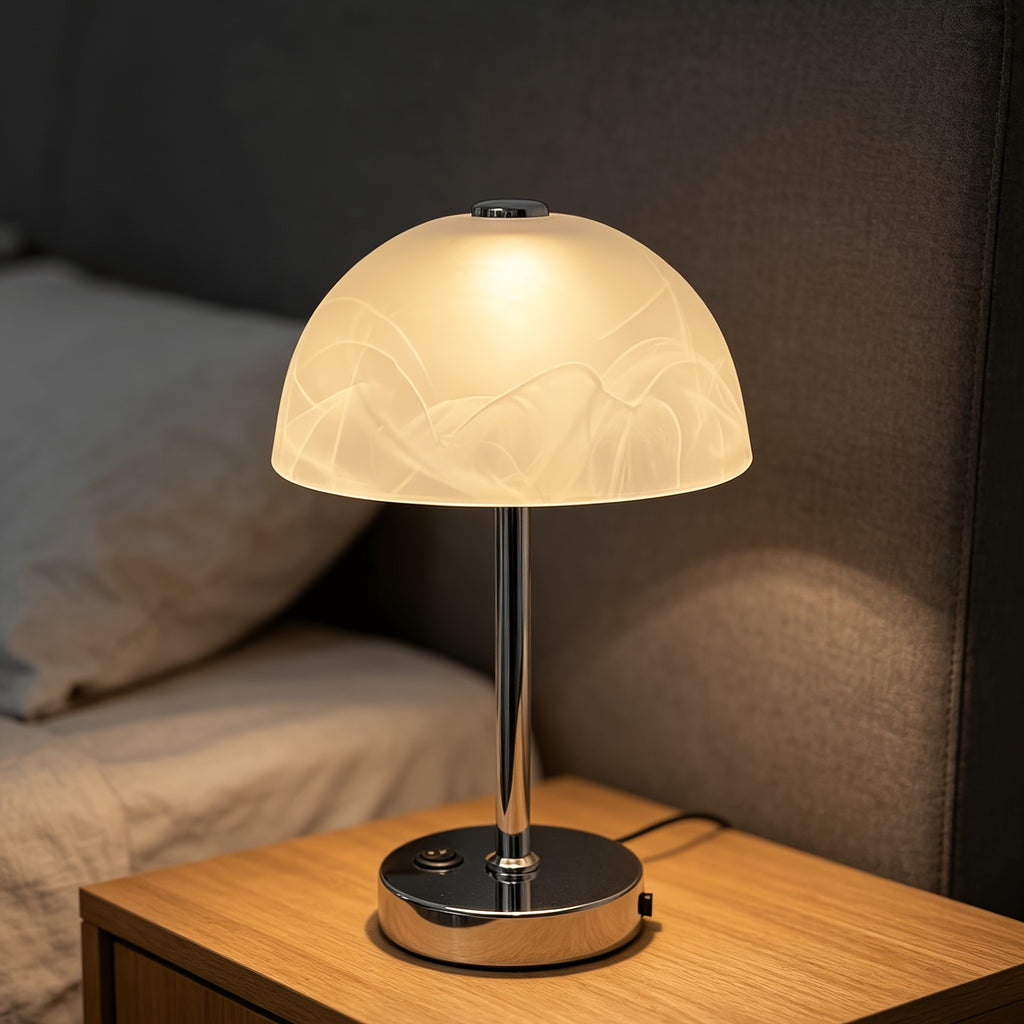 Verre de remplacement dôme dépoli à veinures blanches, Ø 20 cm, E27