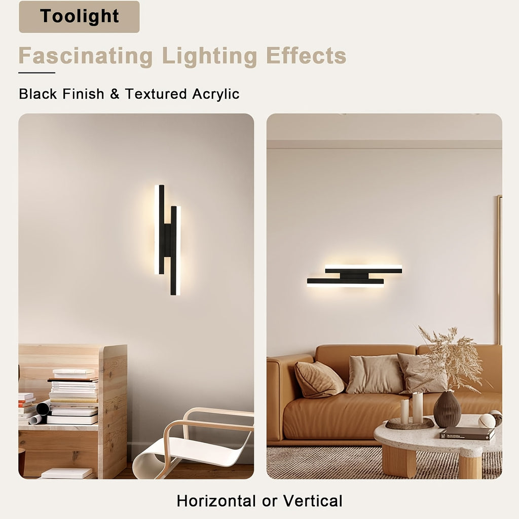 Applique murale LED dorée double barre décalée 40 cm, blanc neutre